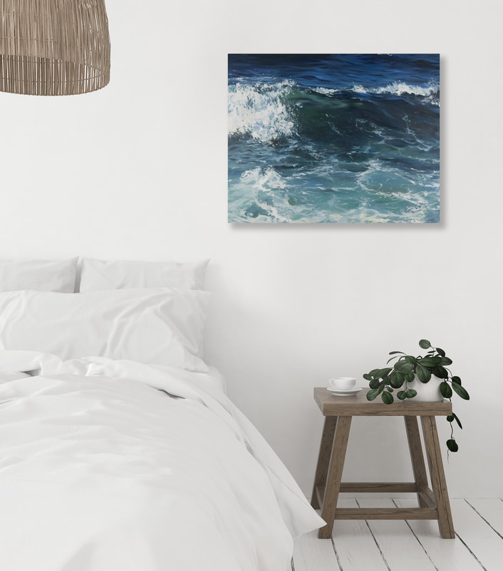 Crystal Blue, Seascape by Annie Wildey bedroom Interior